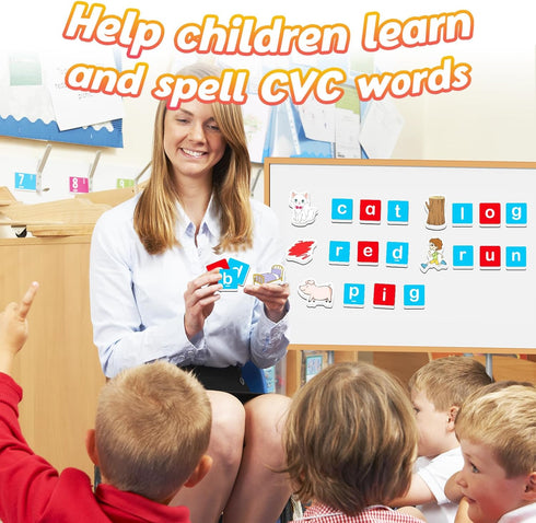 Magnetic Letters & CVC Word Games, Phonics Games, Alphabet Learning Toys, Refrigerator Fridge ABC Magnets for Kids, Speech Therapy Toys for Toddler, Spelling Reading for Preschool Classroom