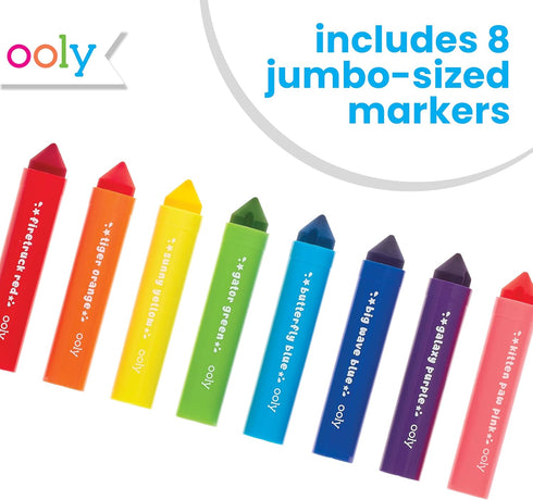Ooly Thick Toddler Markers with Jumbo Grip, Mighty Mega Triangle Tip Markers for Toddlers with Jumbo Barrel, Perfect