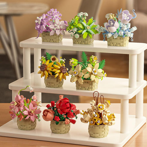 Vilbocr Set,Flower 6+ 201Pcs) Mini Flowers Building Block Blocks Toys,Plants and Succulent Toys,Building Block