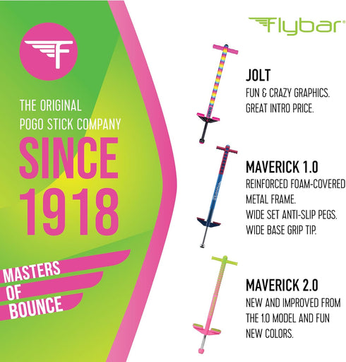 Flybar Maverick Pogo Stick for Kids Ages 5+, Perfect for Beginners, Outdoor Toys for Boys and Girls
