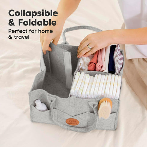 KeaBabies Baby Diaper Caddy Organizer with Handle - Portable Baby Car Organizers and Storage for Nursery, Changing