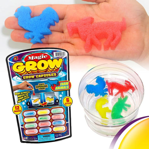 JaRu Magic Grow Capsules, 2 Packs 24 Assorted Capsules, Water Growing Animals, Great Party Favor Kids Toy