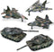 Crelloci 5 Pack Die Cast Fighter Jet Tank Toy, Pull Back Army