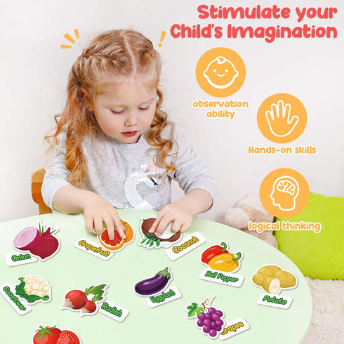 90 Felt Pieces Fruit Vegetable Felt Flannel Board Pieces - Educational Learning Toys for Kids Interactive Storytelling