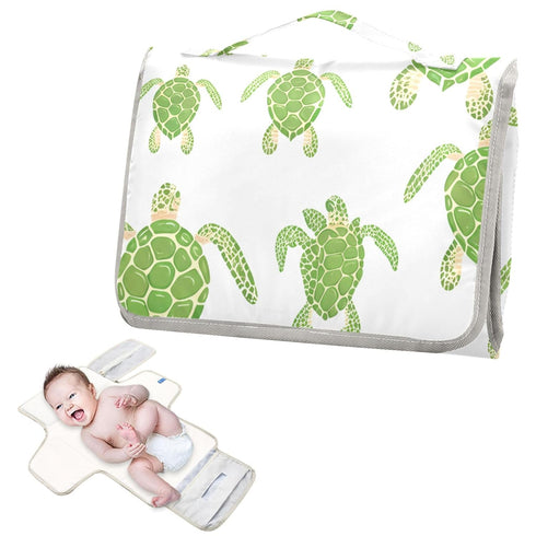 VEKELEE Green Sea Turtles Portable Diaper Changing Pad for Baby, Waterproof & Foldable Changing Mat, Soft & Comfortable