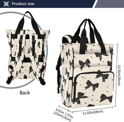 BOESI Backpack, Mommy Backpack Graffiti Black Bow Diaper Bag Bag, Multifunctional Diaper Bag, Travel