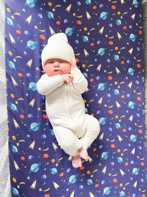 immispace 30% 70% 52" 28" - Ultra Soft Muslin Crib Sheet | Organic Cotton + Rayon | Fit Standard Crib Mattress x |
