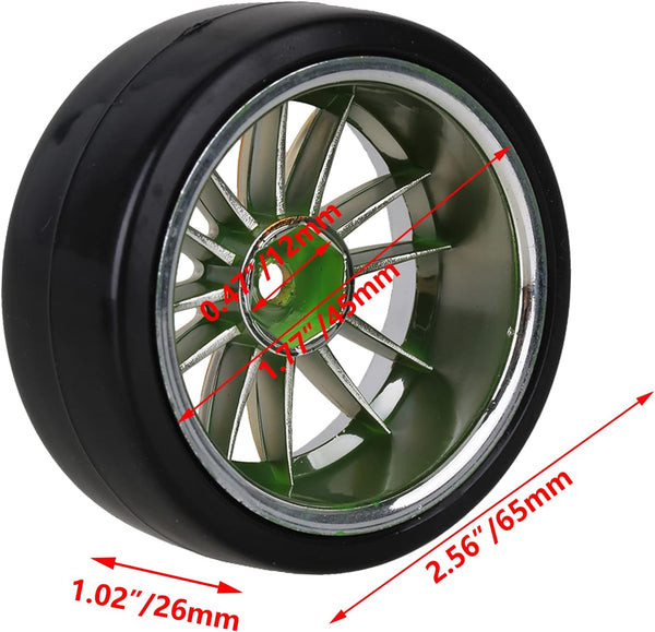 Mxfans 4PCS RC1/10 On Road Car Drift Tires & Plastic Plating Golden 12-Spoke Wheel Rims