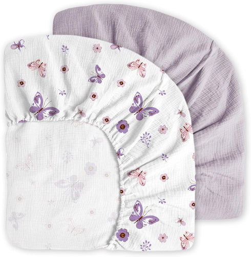 Little Grape Land Muslin Crib Sheets Fitted for Boys and Girls 2