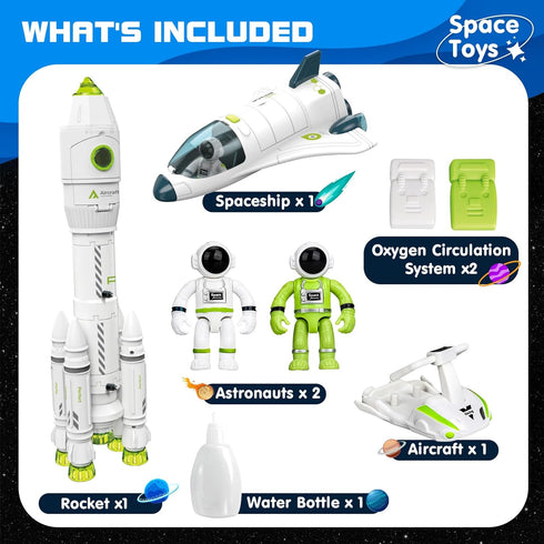 3-5-7 2 AuntyFey Space Rocket Ship Toys for Kids, Space Toys Shuttle for Kids with Astronaut Figures, Spaceship