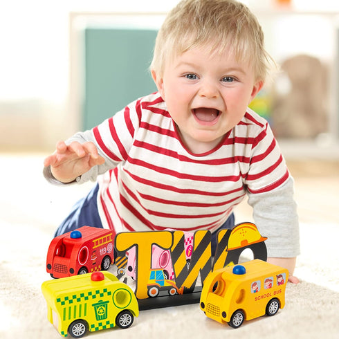 Haooryx Construction Truck Two Letter Sign | Wooden Table Centerpiece for Boys 2nd Birthday Party Decorations