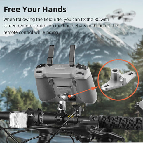 RC2 Bike Mount Adapter for DJI Air 3/Mini 4 Pro/DJI Mini 3/Mini 3 Pro RC with Screen Remote 1/4 Screw Port Tripod Mount Neck Lanyard Adapter Bike Base Accessory (Not for RC N1/RC Pro)