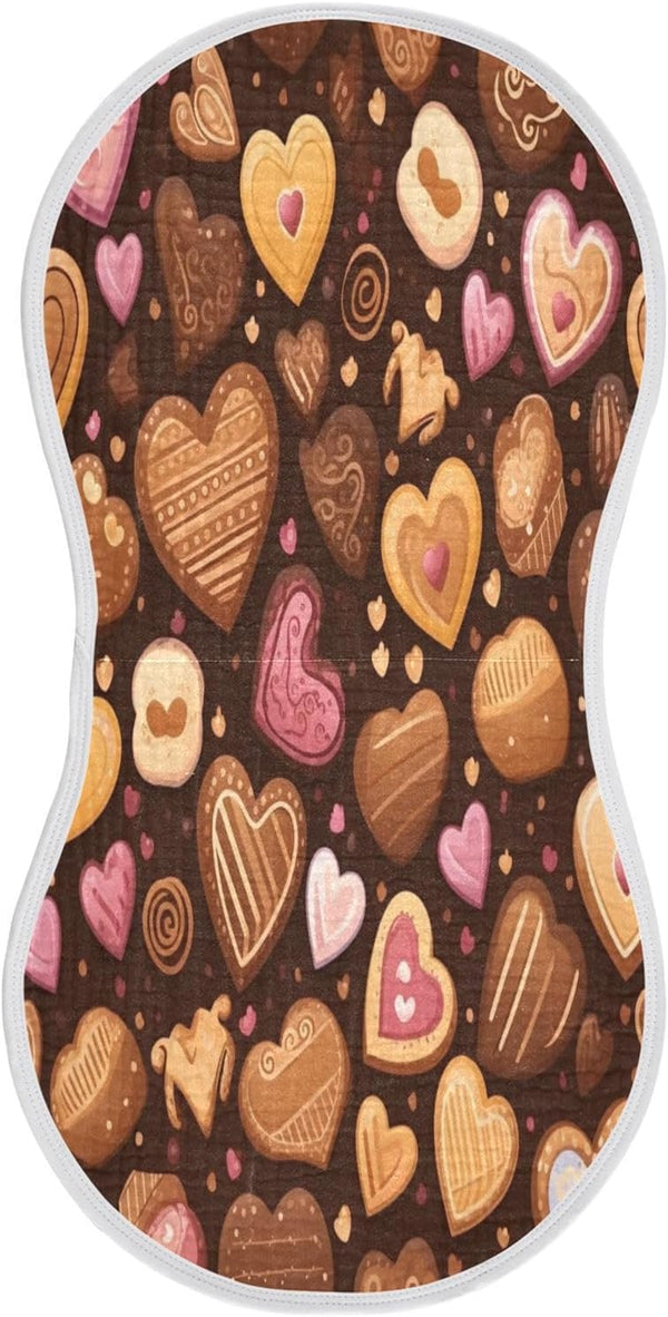 Bulletgxll Hearts and Biscuits Unisex Baby Burp Cloths Set of 4, Soft Absorbent