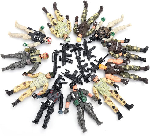 12 Pack US Military Toy Soldiers Playset - Realistic Action Figures with Combat Accessories for Kids