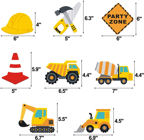 Faisichocalato 16pcs Construction Party Centerpiece Dump Truck Car Table Topper Decoration for Birthday Party Supplies