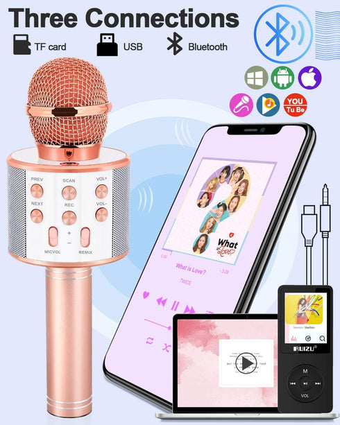 Wireless Bluetooth Karaoke Microphone - Popular Toys for Kids Age 5-12, Best Gifts for Boys & Girls, Champagne