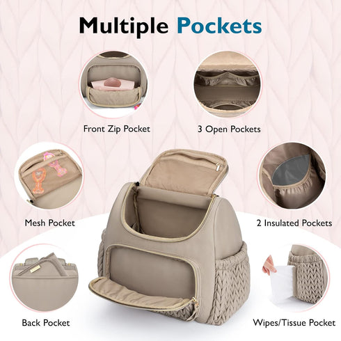 mommore Backpack Backpacks Diaper Bag Small Diaper Stylish Baby Travel Mini Maternity Bags with Insulated Pockets