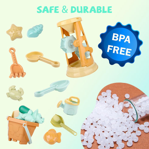 LBAIBB 3-13 Sand Toys,Beach Toys for Kids,Sandbox Toy, Sand Wheel & Water Wheel Toys,Includes Bucket Shovel and Sand