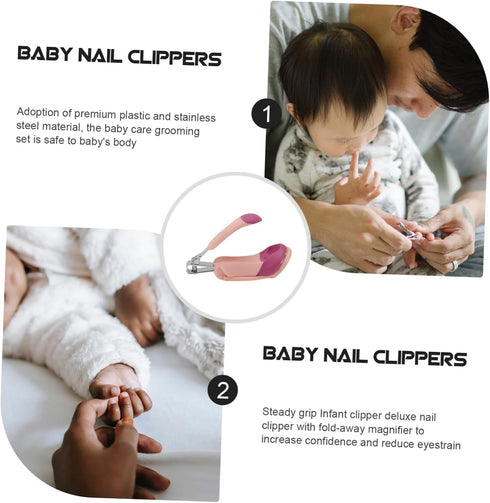 Set SHOWERORO Nail Care Portable Pink Nail Clippers Tweezers Scissors for Newborns Boy Girl Durable Grooming Kit