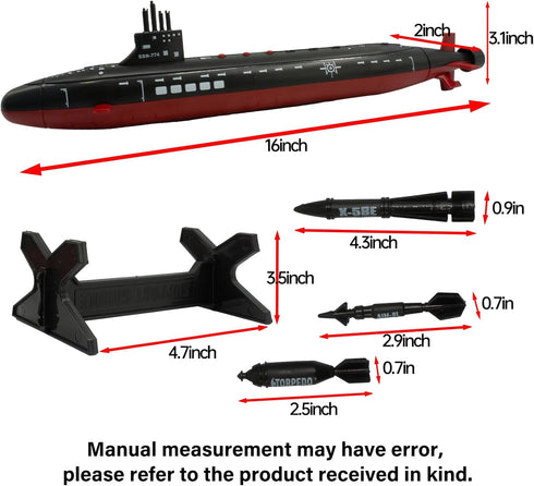 Set 16.5 Inches OTONOPI Toy Submarine Military Toy Naval Ship with Launching Function Model Ship with Sound Effects