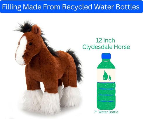 12 inches The Petting Zoo Standing Clydesdale Horse Stuffed Animal Plushie, Gifts for Kids, Wild Onez Barnyard Animals