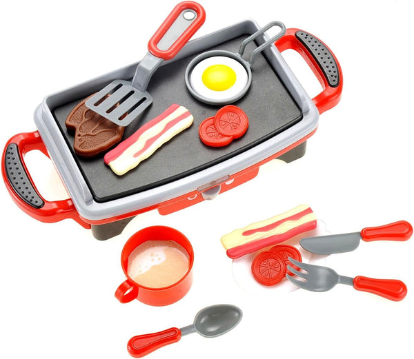 PowerTRC Breakfast Kids Toy Grill Playset for Ages 4-8, Cooking Toys Play