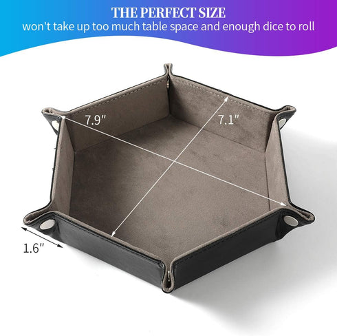 2 Pcs Portable Folding Dice Rolling Tray Set for RPG DND Table Games, PU Leather and Velvet Holder