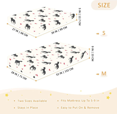 Mazeann 52" 28" 9" Western Horses Heart Crib Sheets Soft Breathable Fitted Cotton Baby Crib Sheets Mattress Cover