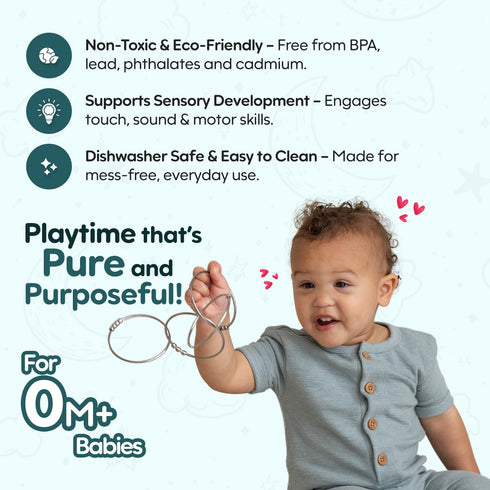 Jangles - Made in USA Stainless Steel Baby Rattle, Teether, Teething Bracelet & Fidget Toy Heirloom Quality, Safe