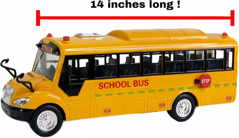 Big Daddy Huge Yellow School Bus - Pull Back Toy School Bus with Lights, Sounds, and Openable Doors for Toddlers