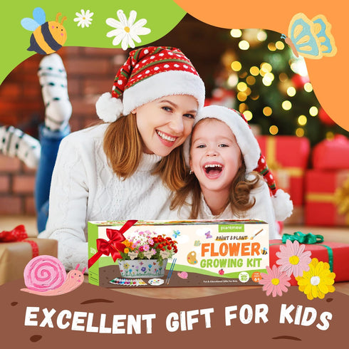 Set 5, 6, 7, 8-12 PLANTMEW Paint & Plant Flower Growing Kit for Kids - Fun Kids Gardening - Unique Birthday, Crafts