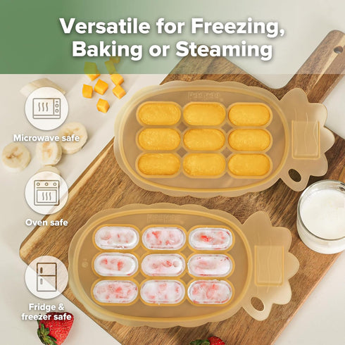 Haakaa Silicone Nibble Freezer Tray, Breastmilk Teething Popsicle Mold, Baby Food Maker, Ice Cube Tray, BPA Free Banana