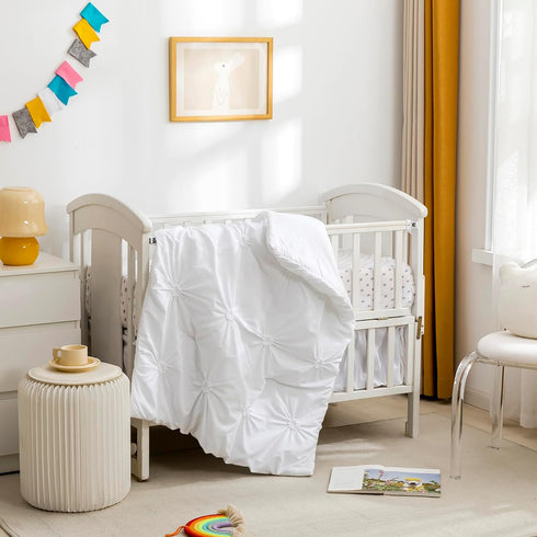 3-Piece Set Pinch PINNKKU Crib Bedding for Boy Girls, Includes Crib Skirt, Blanket and Sheet, Baby Bedding, Pintuck
