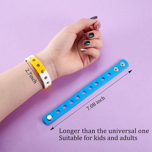 Aoriher Back to School Silicone Charm Bracelets for Kids, 7 Inch Adjustable Rubber Wristband with Holes