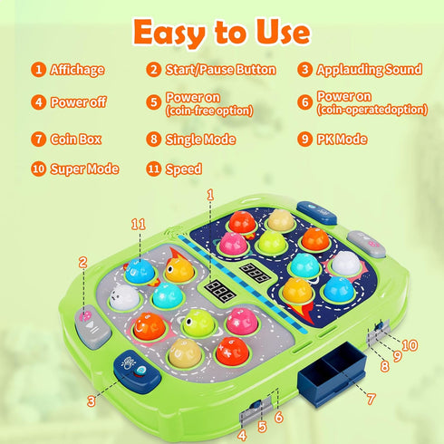 3-4 5-7 8-12 3 4 5 6+ 2 Hammers WAYKEE Whack a Game Mole, Toys for Ages Boys Girls, Whack Game for Toddlers, Gifts