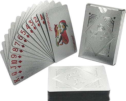 Jucoan 6 Decks of Playing Cards - Waterproof Plastic Poker Cards, Gold Foil, Standard Index, (2 Gold, 2 Silver, 2 Pink)