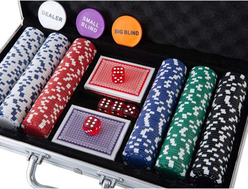 Poker Chip Set - 300PCS 11.5 Gram Chips with Aluminum Case for Texas Holdem and Blackjack