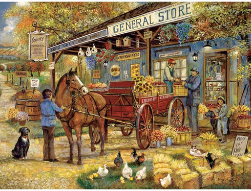 Bits and Pieces 4-in-1 1000 Piece Jigsaw Puzzles for Adults, Multipack of Four, Country Pond Harvest Café