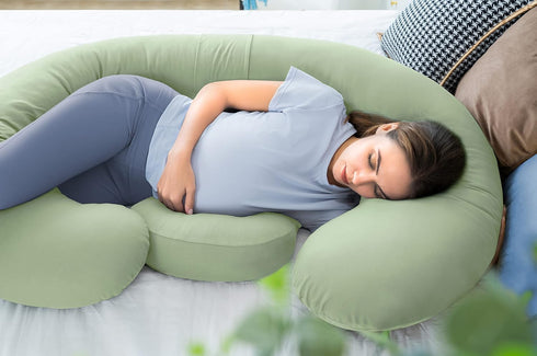 QUEEN ROSE Cooling Pregnancy Pillows - E Shaped Pregnancy Pillows for Sleeping, Detachable Body Pillow for Pregnant