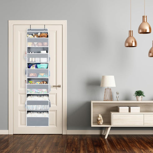 Univivi Door Hanging Organizer for Nursery Closet, Baby Storage with 6 Large Compartments and 8 Side Pockets for Toys,