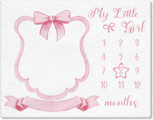 Mindsoft Trendy Pink Bow Coquette Baby Milestone Blanket Coquette Flannel Blanket Newborn Infant