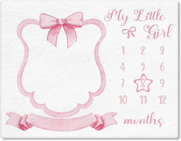 Mindsoft Trendy Pink Bow Coquette Baby Milestone Blanket Coquette Flannel Blanket Newborn Infant