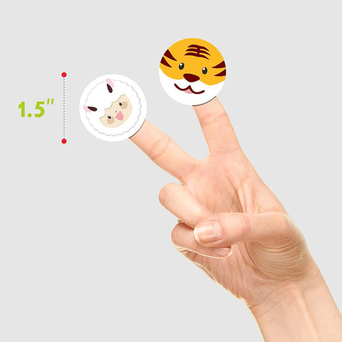 600 Pcs Adorable Round Face Animal Stickers in 16 Designs for Kids Party Favor (1.5" Diameter Each)
