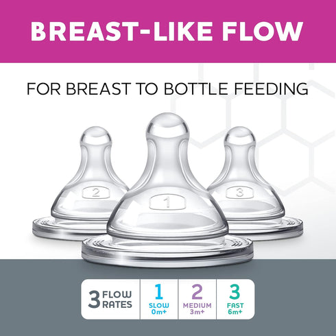 2 3+ 100% 2-Pack Chicco Duo Glass-Lined Baby Bottle Intui-Latch Nipple with Anti-Colic Valve, Stage Medium Flow