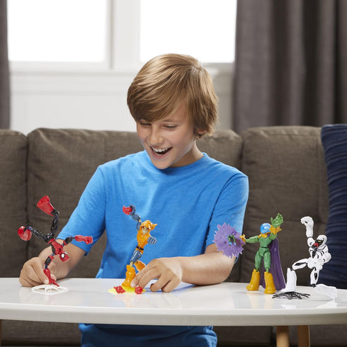 Packaging 4 Count (Pack 1) Spider-Man Marvel Bend and Flex Action Figure Toy, and Anti-Venom Vs. Marvel's Mysterio