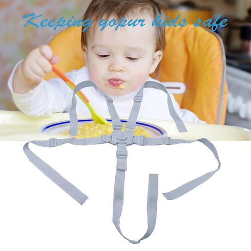 White 5 Point Harness Seat Belt for Strollers, Adjustable Safety Harness Strap for High Chairs and Pushchairs