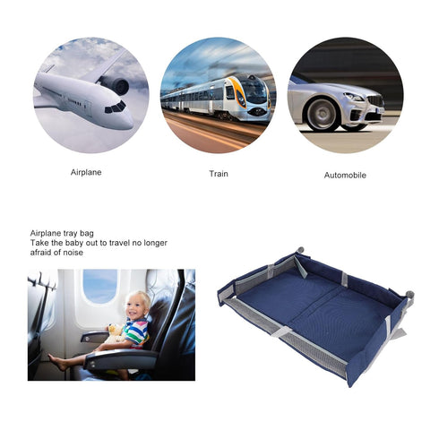 Foldable Airplane Tray Cover with Pockets, Portable Toddler Travel Table Tray Toy Organizer Bag for Kids and Adults