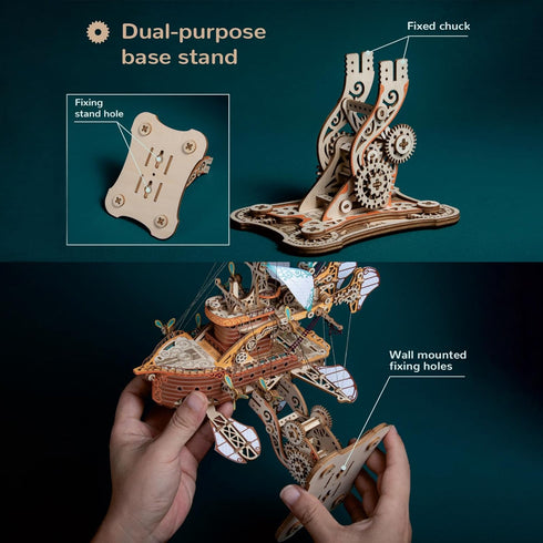 GuDoQi 3D Wooden Puzzles for Adults, DIY Fantasy Spaceship Model Kit, Educational Brain Teaser Assembly Toy