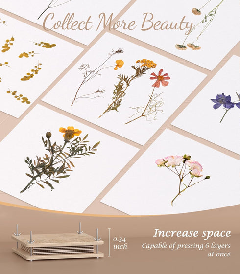 11" 11" Wakhow Flower Press Kit x Large Wooden Flower Presser for Adults & Teens | DIY Bouquet Preservation & Dried