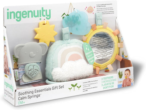 Ingenuity Set 2 Calm Springs Soothing Essentials Gift - Musical Toy, Rattle, Mirror, Teethers for Baby